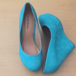 Turquoise wedges (never worn)